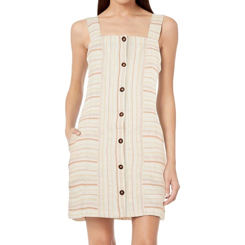Roxy Cream and Brown Striped Dress